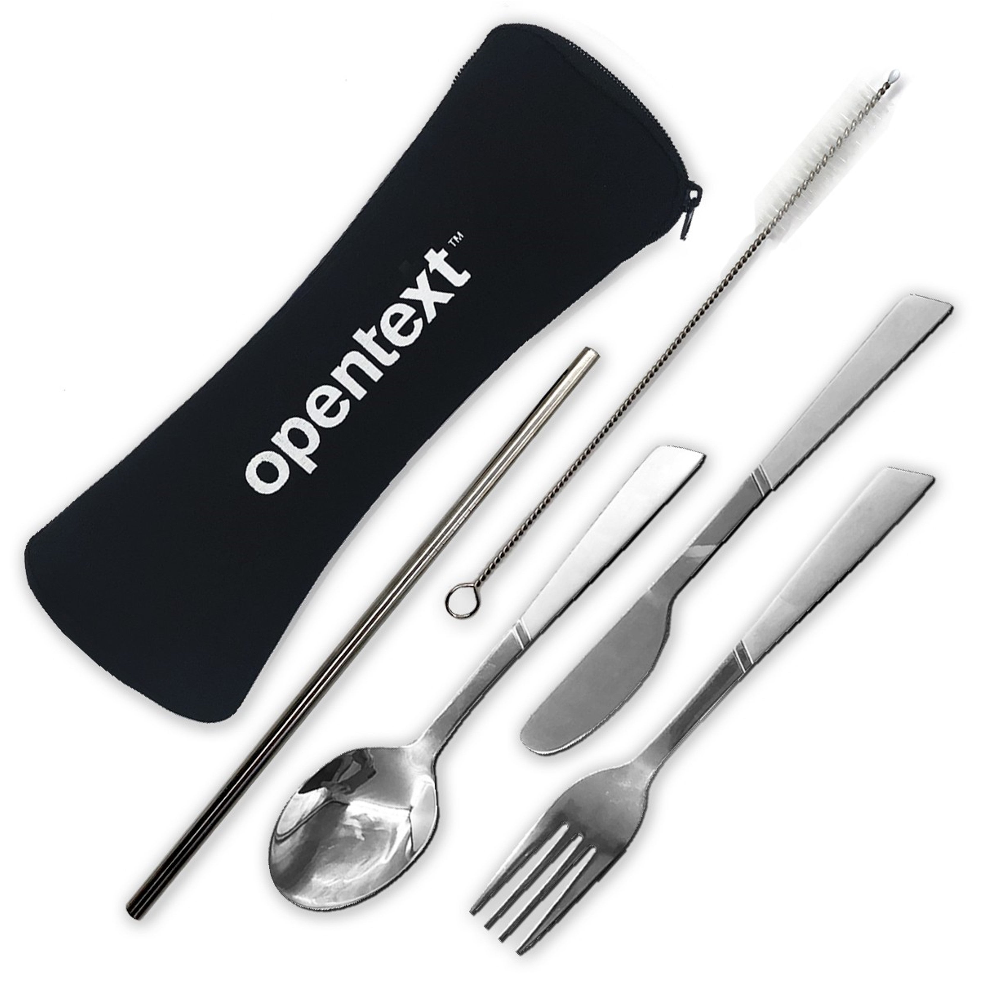 Stainless Steel Utensils & Straw Set Reusable Eco Promotional Products